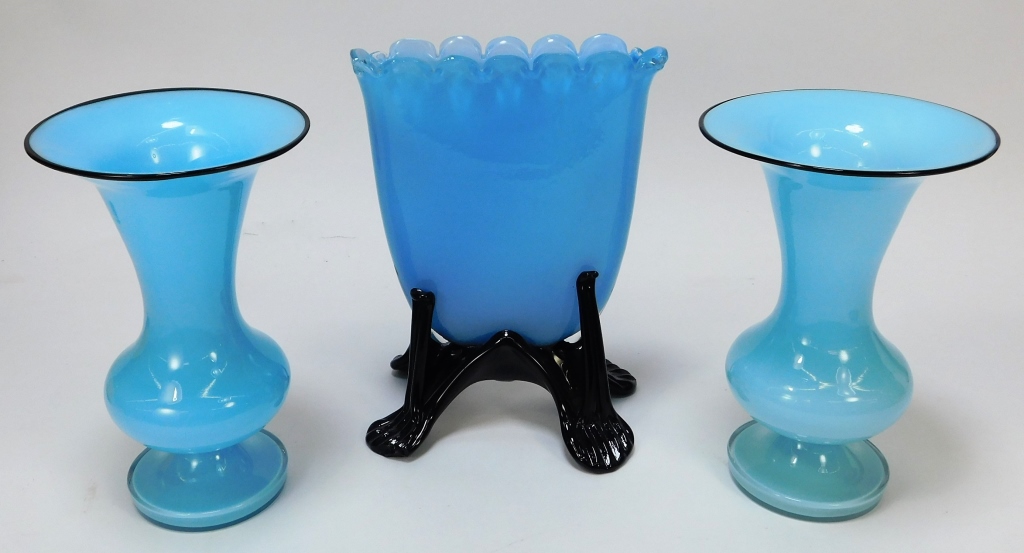 3PC ASSORTED BLUE BOHEMIAN ART