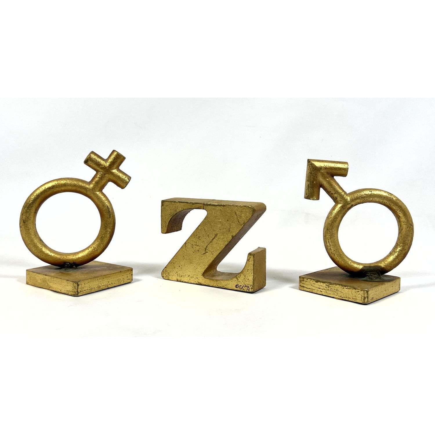 3pc C JERE Gilt Iron Bookends.