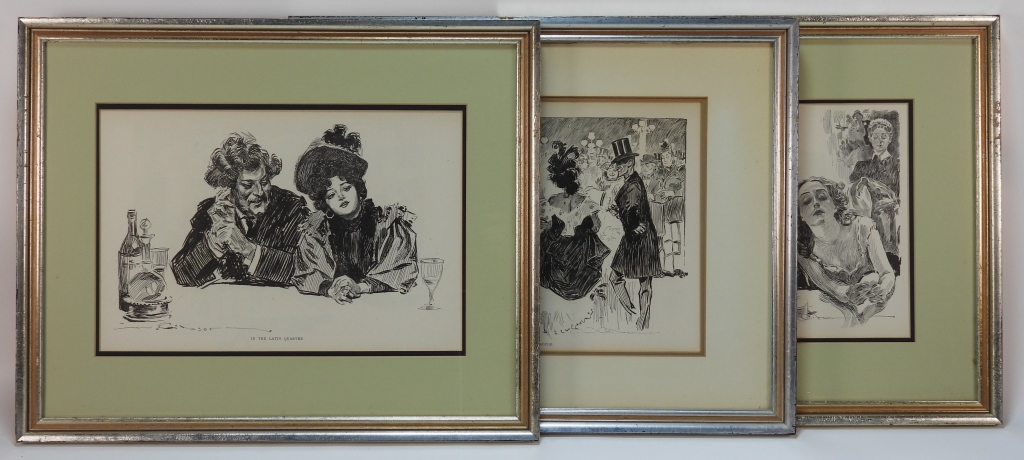 3PC CHARLES DANA GIBSON LITHOGRAPHS