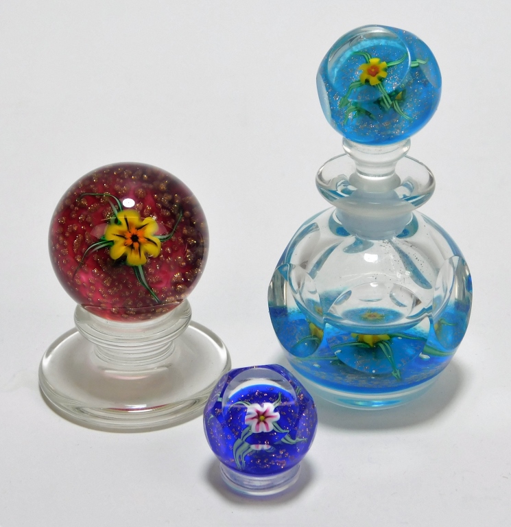 3PC CHARLES KAZIUN PAPERWEIGHTS &