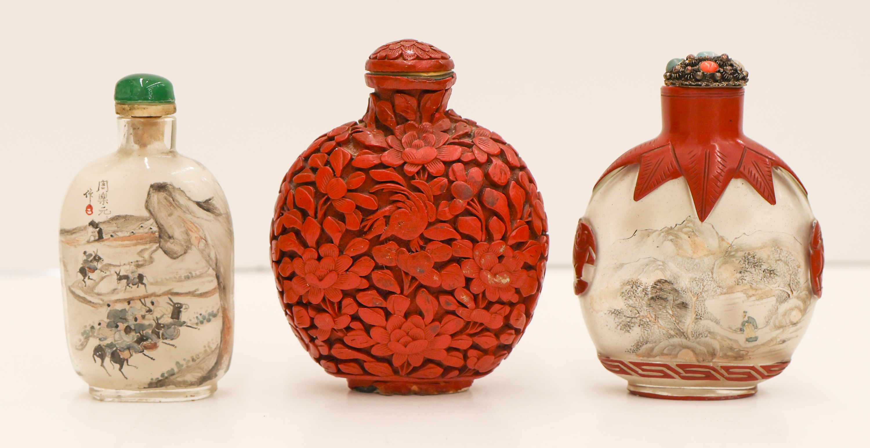 3pc Chinese Cinnabar & Inside