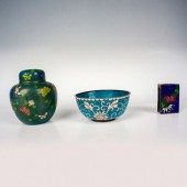 3PC CHINESE CLOISONNE BRASS AN