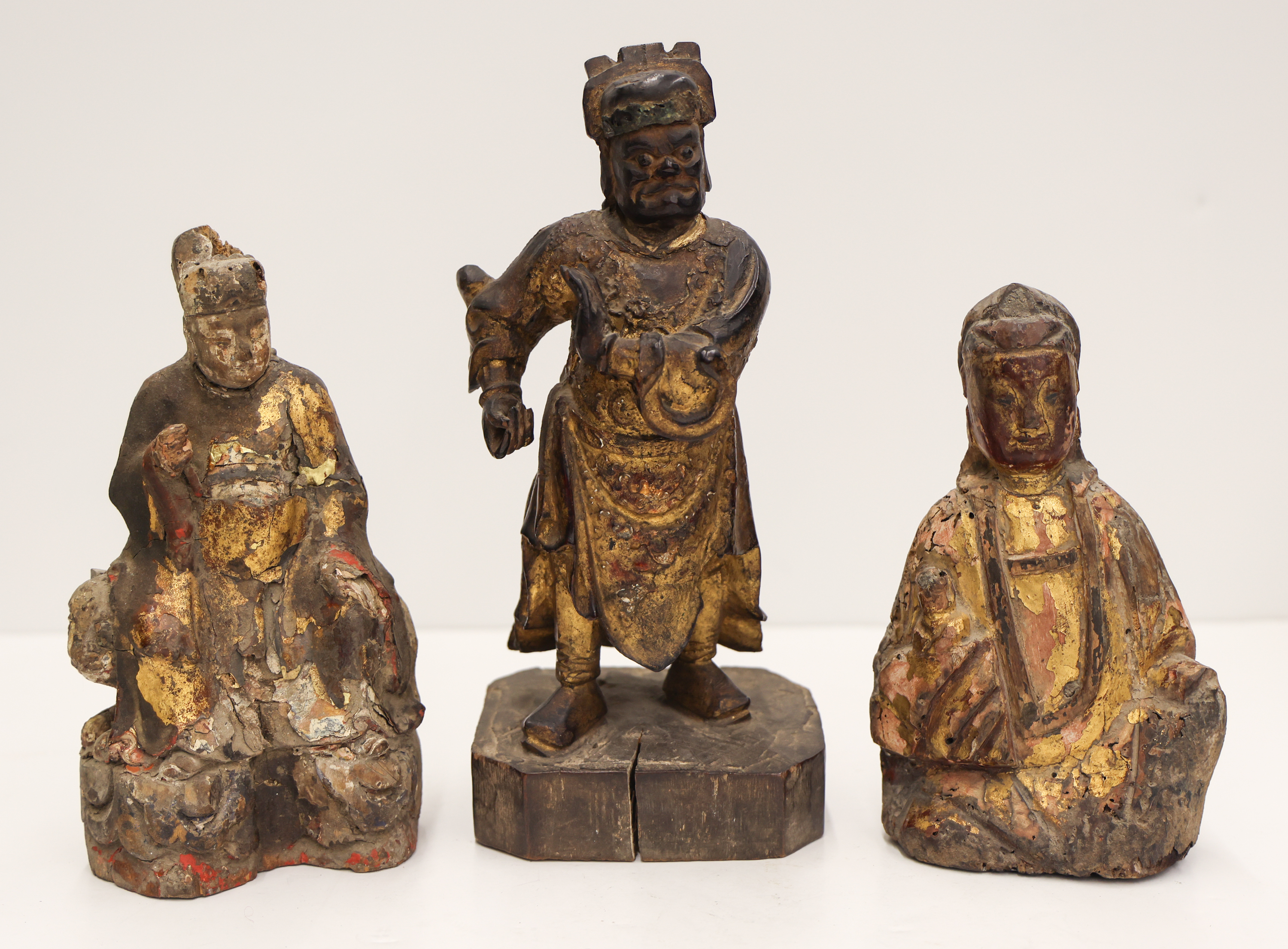 3pc Chinese Gilt Lacquered Wood
