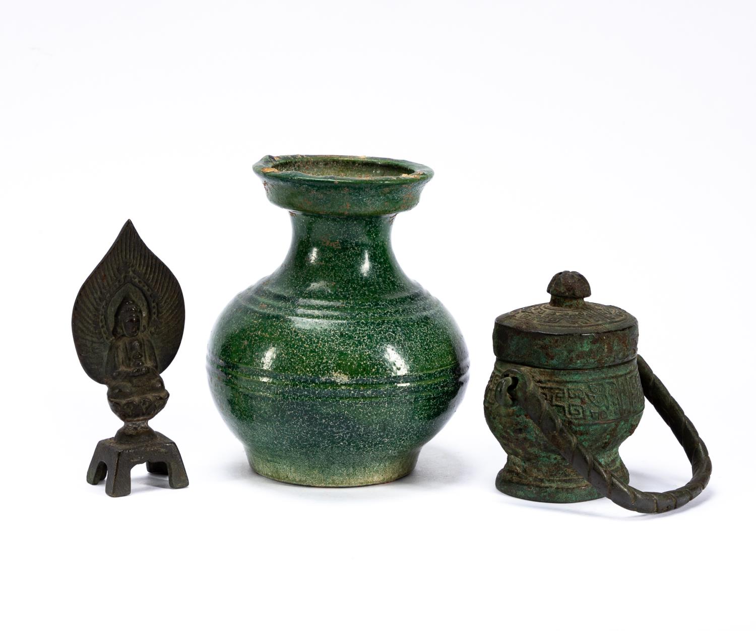 3PC CHINESE GROUPING, VASE & 2