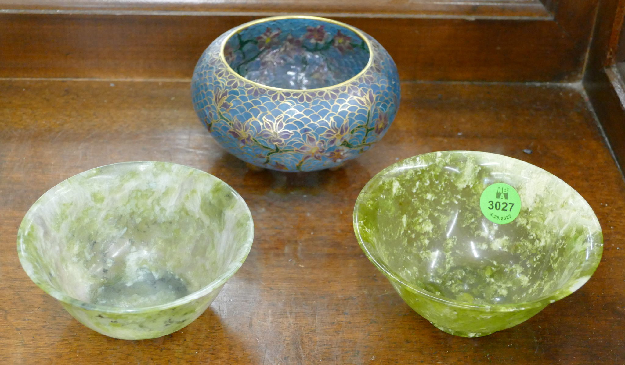 3pc Chinese Jade & Plique-a-jour