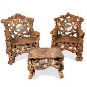 3PC CHINESE ROOT WOOD AND DREA