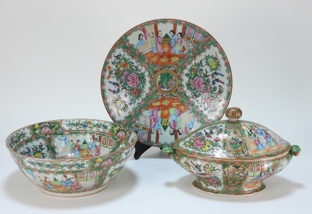 3PC CHINESE ROSE MEDALLION