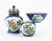 3PC CHINSE FAMILLE VERTE PORCE