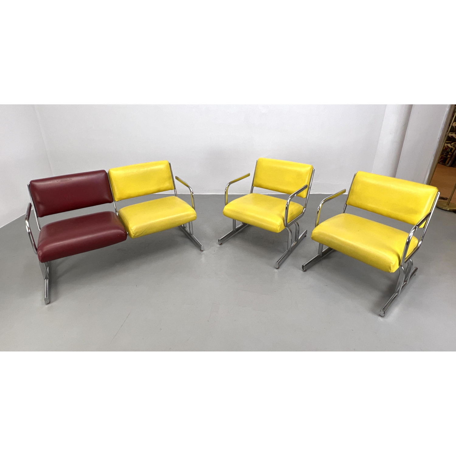 3pc Chrome Frame Love Seat Lounge