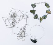 3pc Contemporary Art Silver Ne