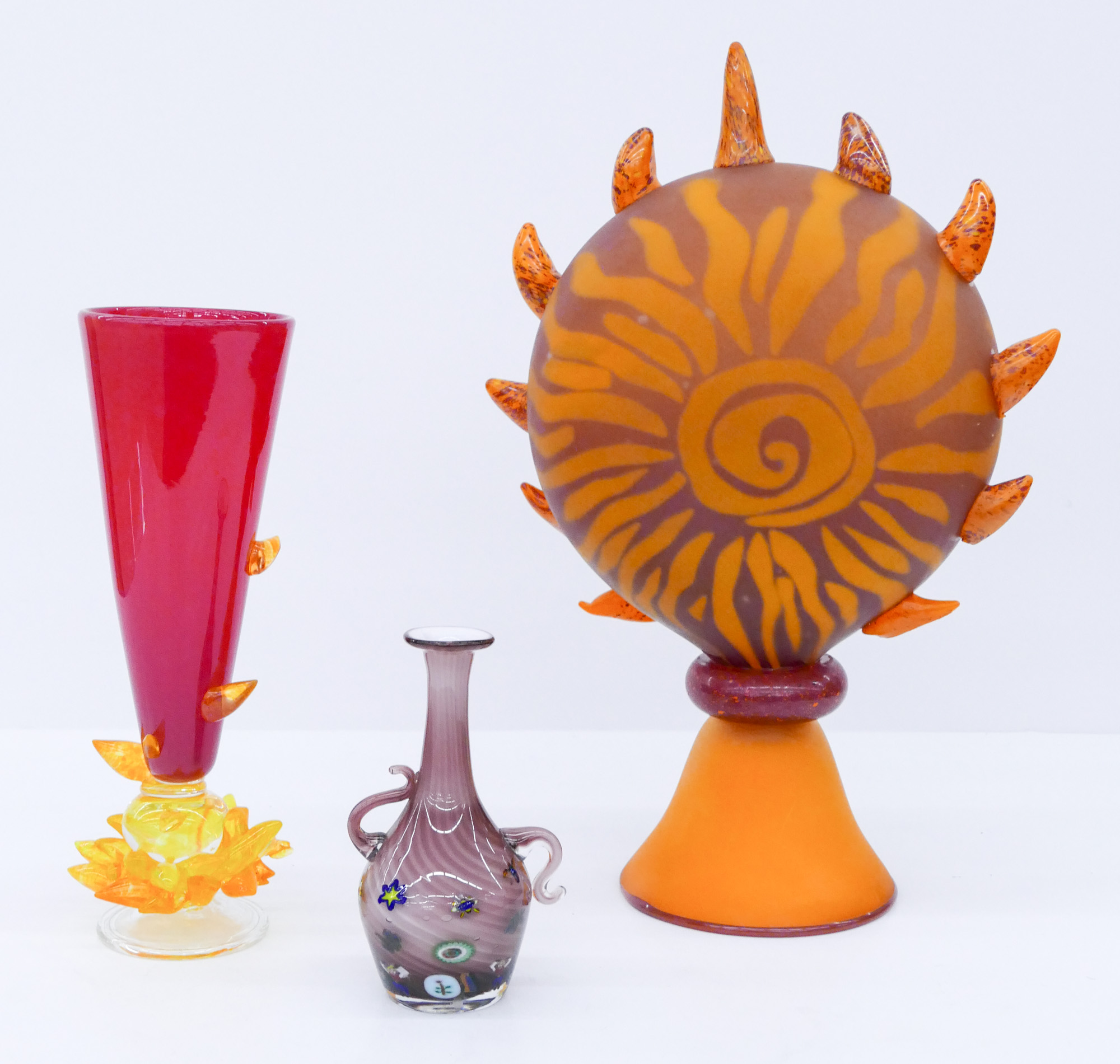 3pc Contemporary Glass Sculptures