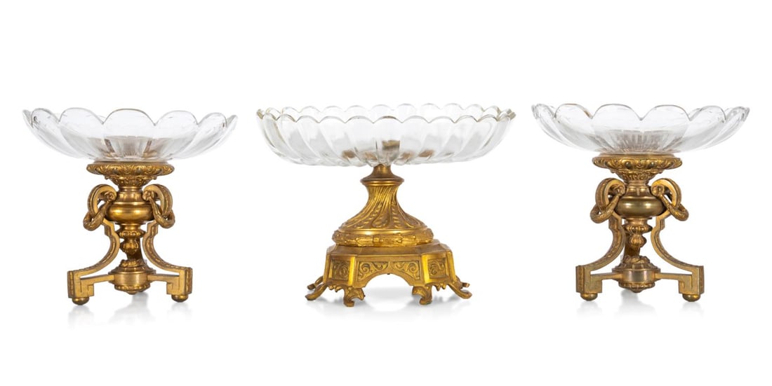3PC CONTINENTAL BRONZE & GLASS