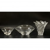 3pc Crystal. 2 Pc Steuben Bowl