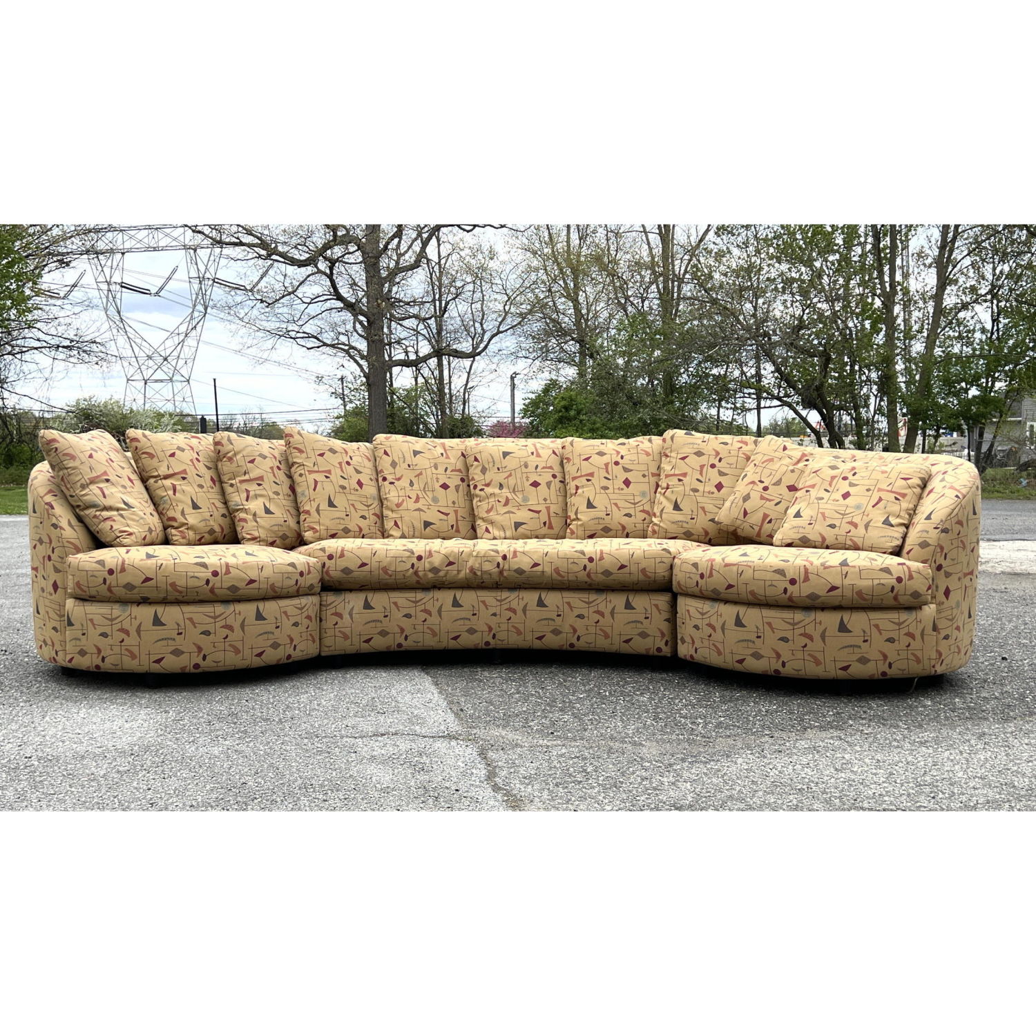 3pc Curved Sectional Sofa Couch.