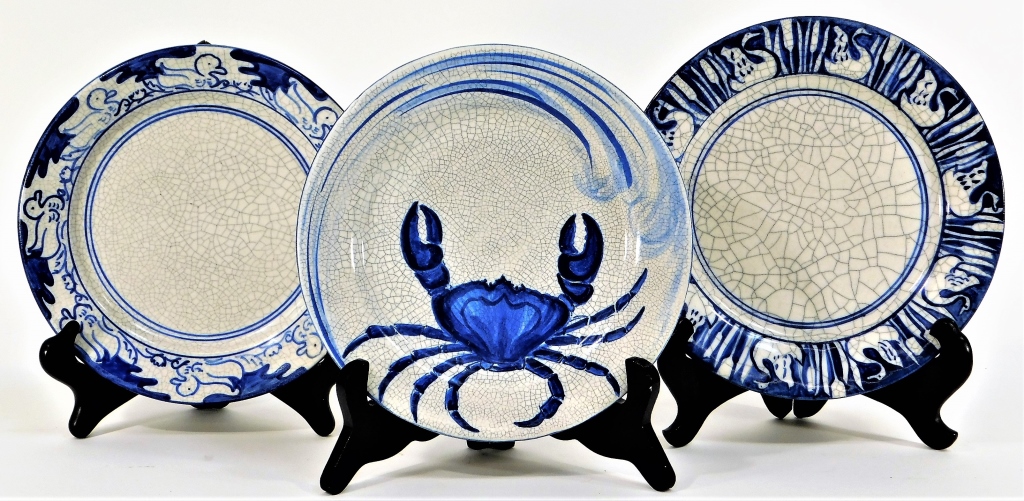 3PC DEDHAM POTTERY SWAN DUCK CRAB