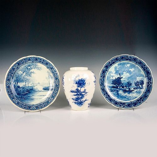 3PC DELFTS POTTERY, PLATTERS AND