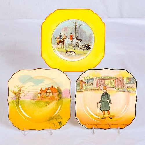 3PC DOULTON + WEDGWOOD SQUARE