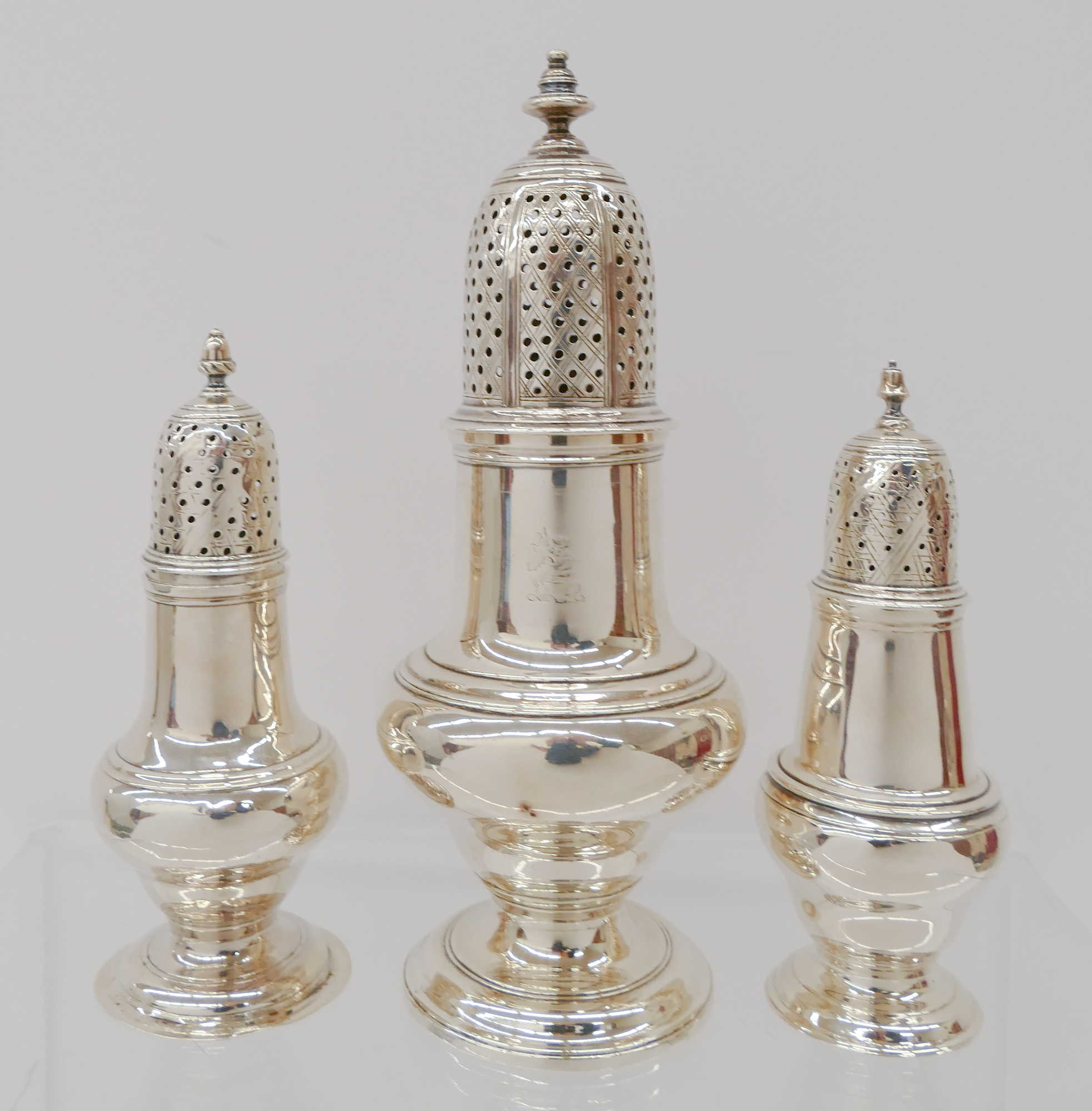 3pc English Georgian Silver Sugar