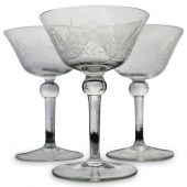 (3PC) ETCHED GLASS STEMWAREDES