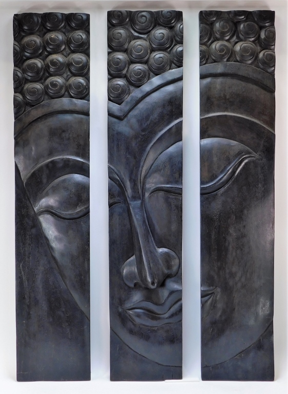 3PC FENG SHUI WOOD BUDDHA WALL