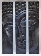 3PC FENG SHUI WOOD BUDDHA WALL