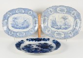 3PC. FLOW BLUE AND ''ORIENTAL'