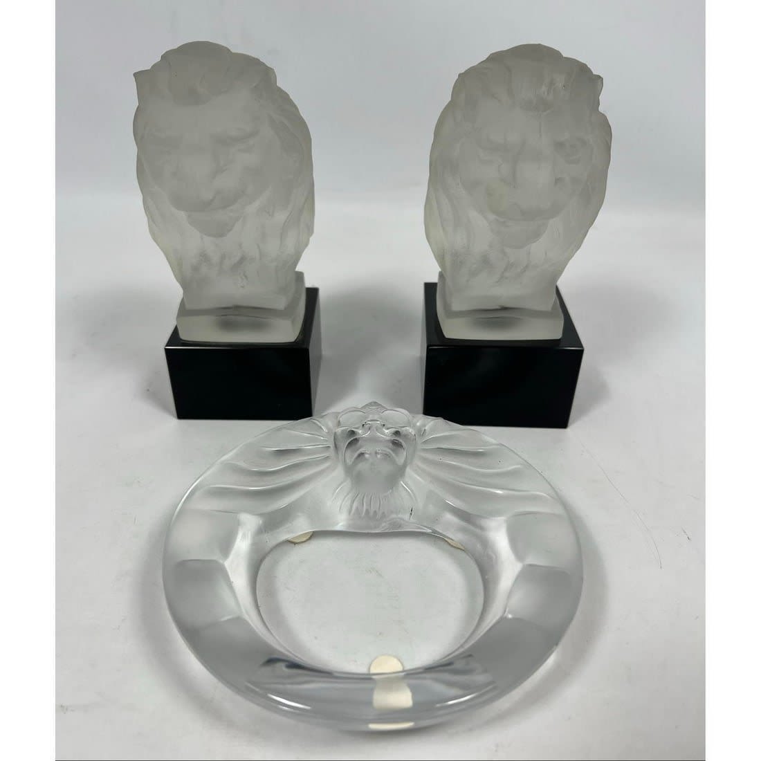 3pc French Crystal Lions. LALIQUE