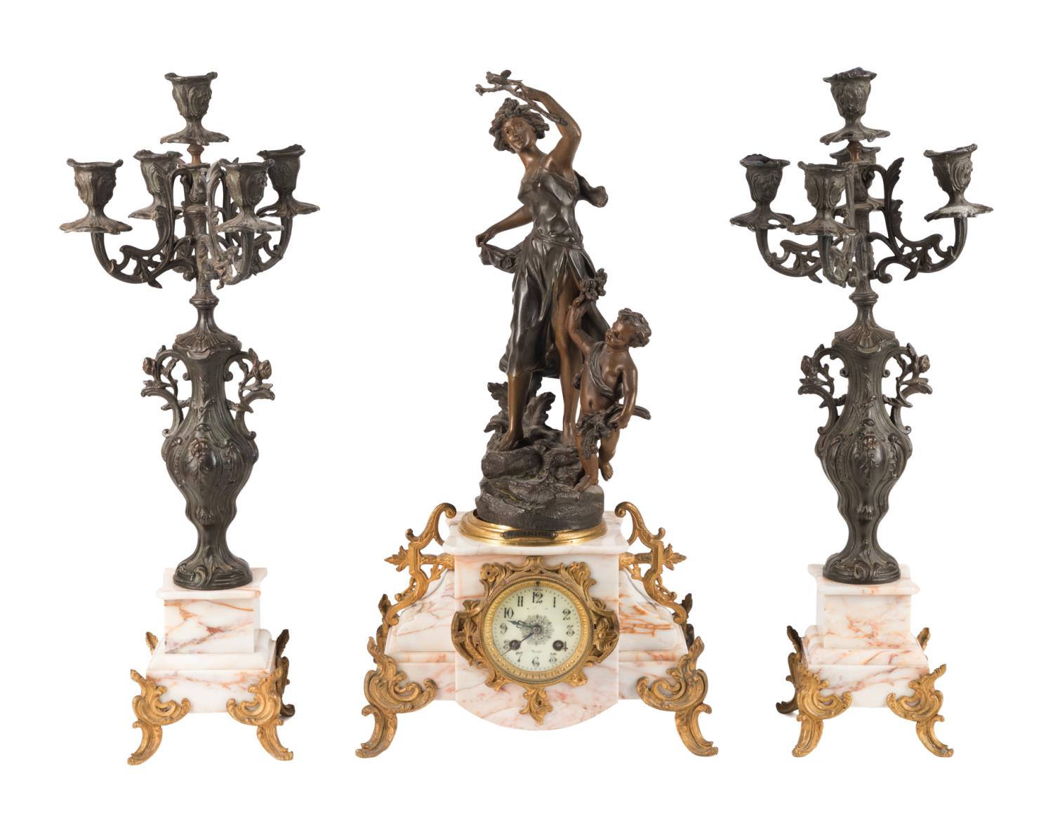 3PC FRENCH FIGURAL CLOCK