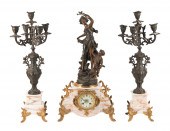 3PC FRENCH FIGURAL CLOCK GARNI