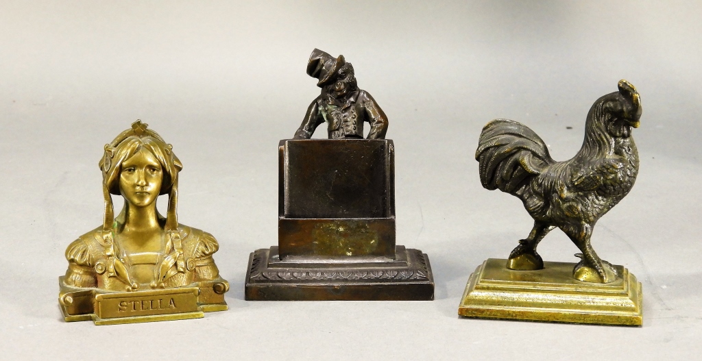 3PC FRENCH MINIATURE BRONZE ROOSTER