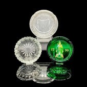 3PC GLASS ASHTRAYS, GREENE KIN