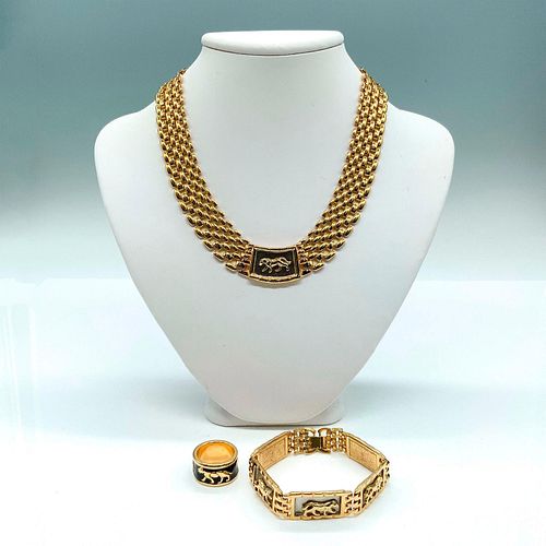3PC GOLD PLATED LEOPARD NECKLACE,