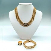 3PC GOLD PLATED LEOPARD NECKLA