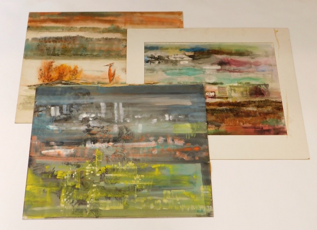 3PC GORDON STEELE WC PAINTINGS