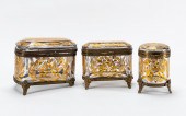 3PC GROUP, BRONZE MOUNTED GILD