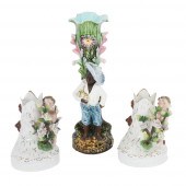 3PC GROUP OF FIGURINE VASES; M