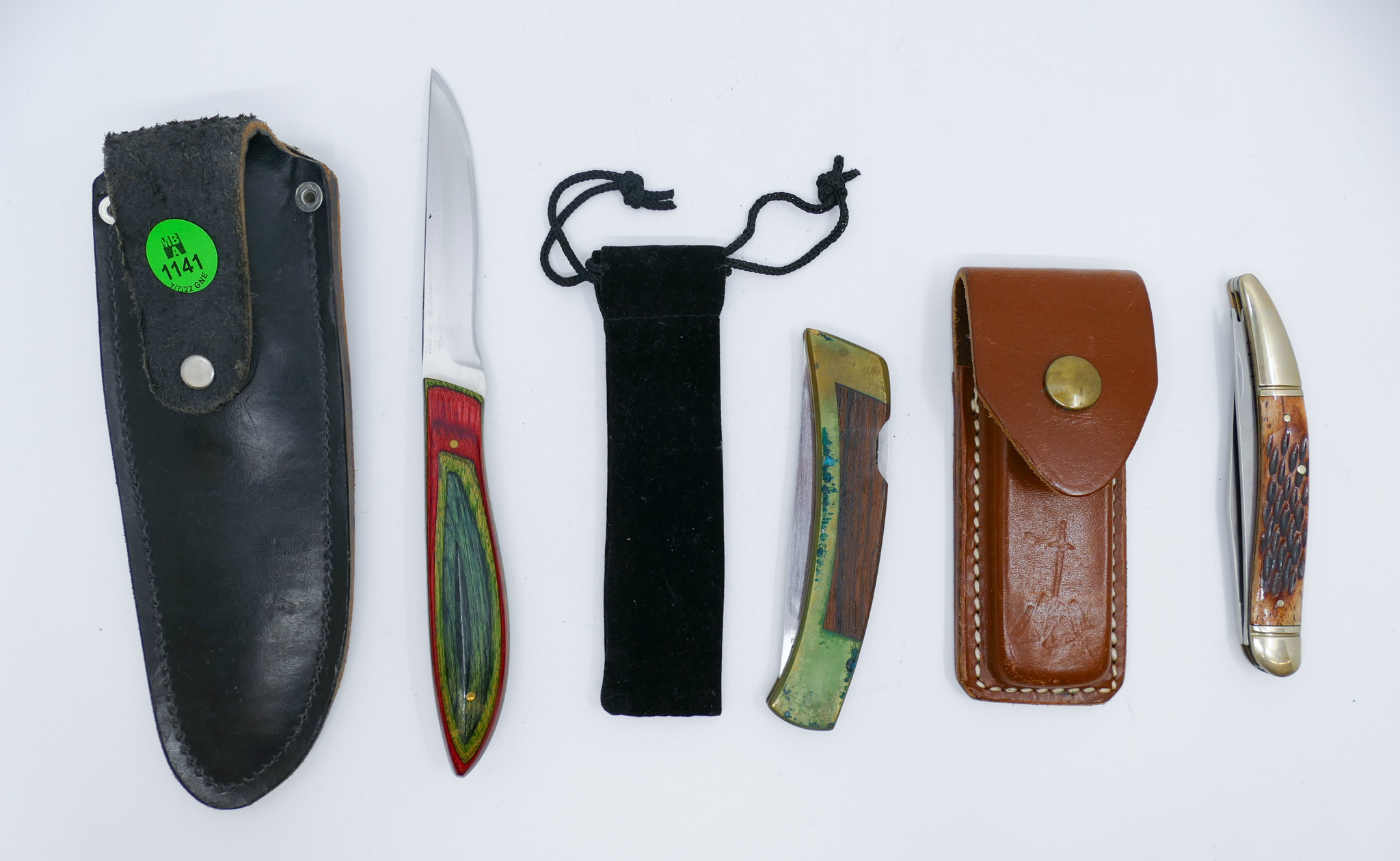 3pc Hand Made Sheath Knife etc.