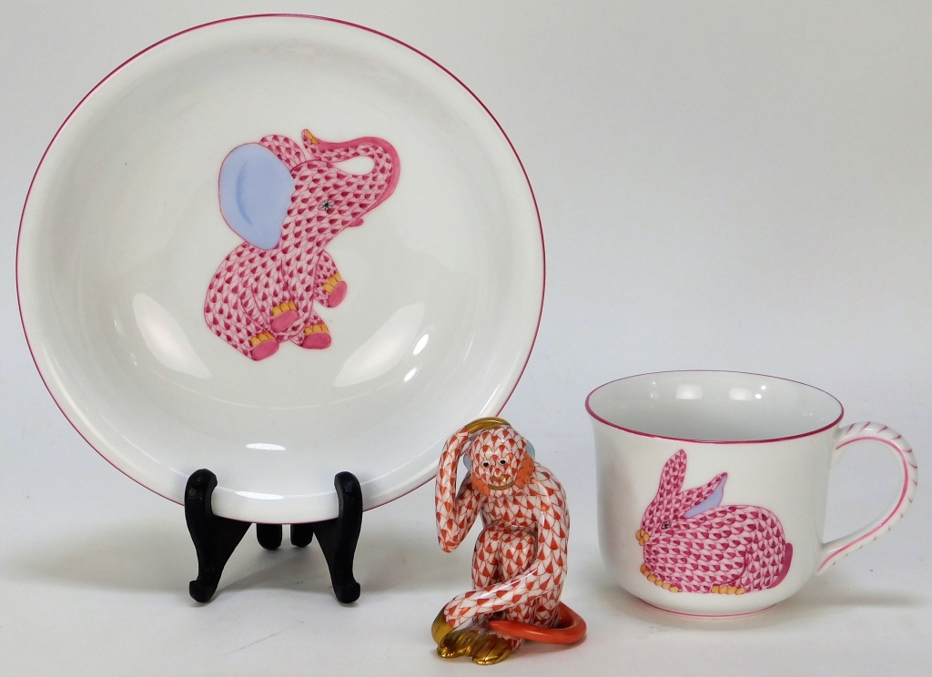 3PC HEREND HUNGARY HAND PAINTED