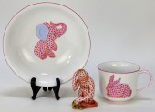 3PC HEREND HUNGARY HAND PAINTE