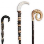 (3PC) HORN CARVED WALKING STIC