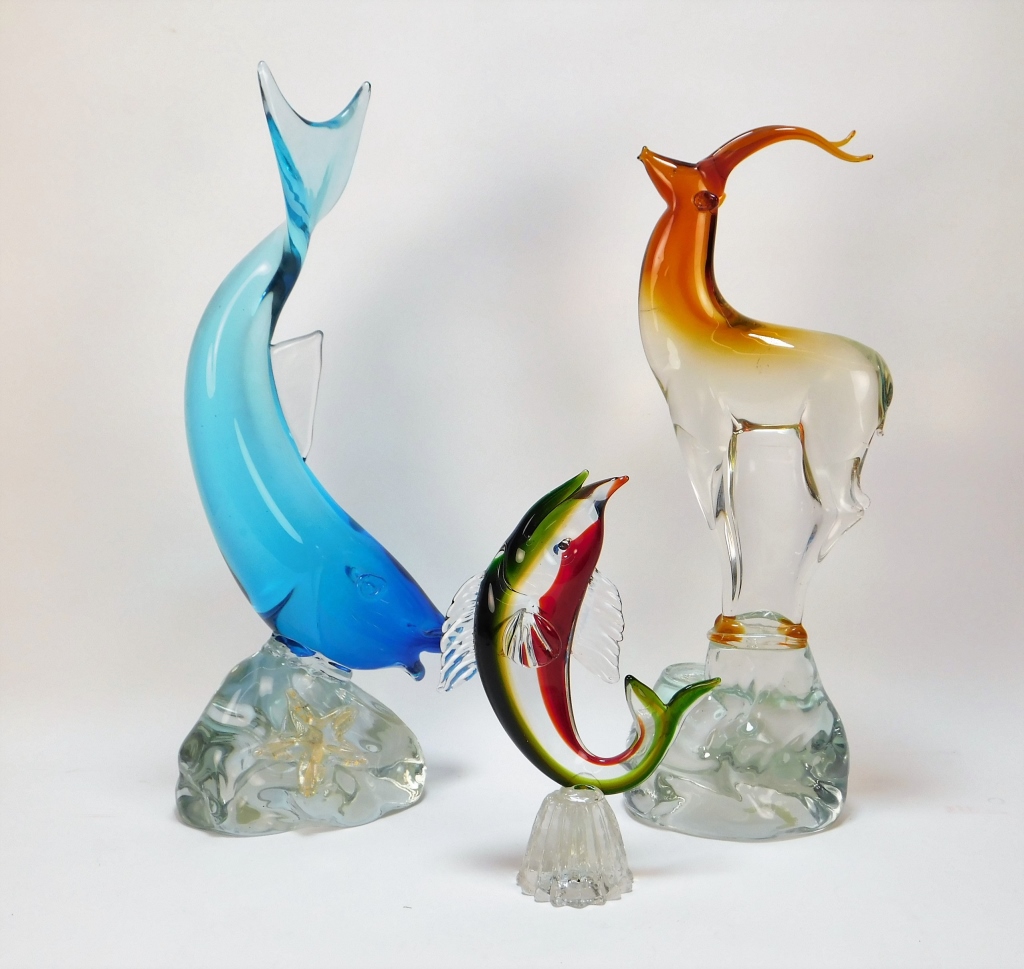 3PC ITALIAN MURANO ANIMAL ART GLASS