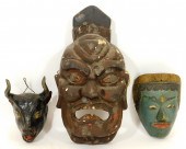 3PC JAPANESE FIGURAL CARVED WO