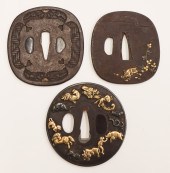 3pc Japanese Inlaid Iron Tsuba