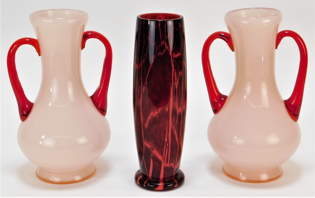 3PC KRALIK RUCKL BOHEMIAN ART GLASS