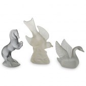 (3PC) LALIQUE STYLE FROSTED GL