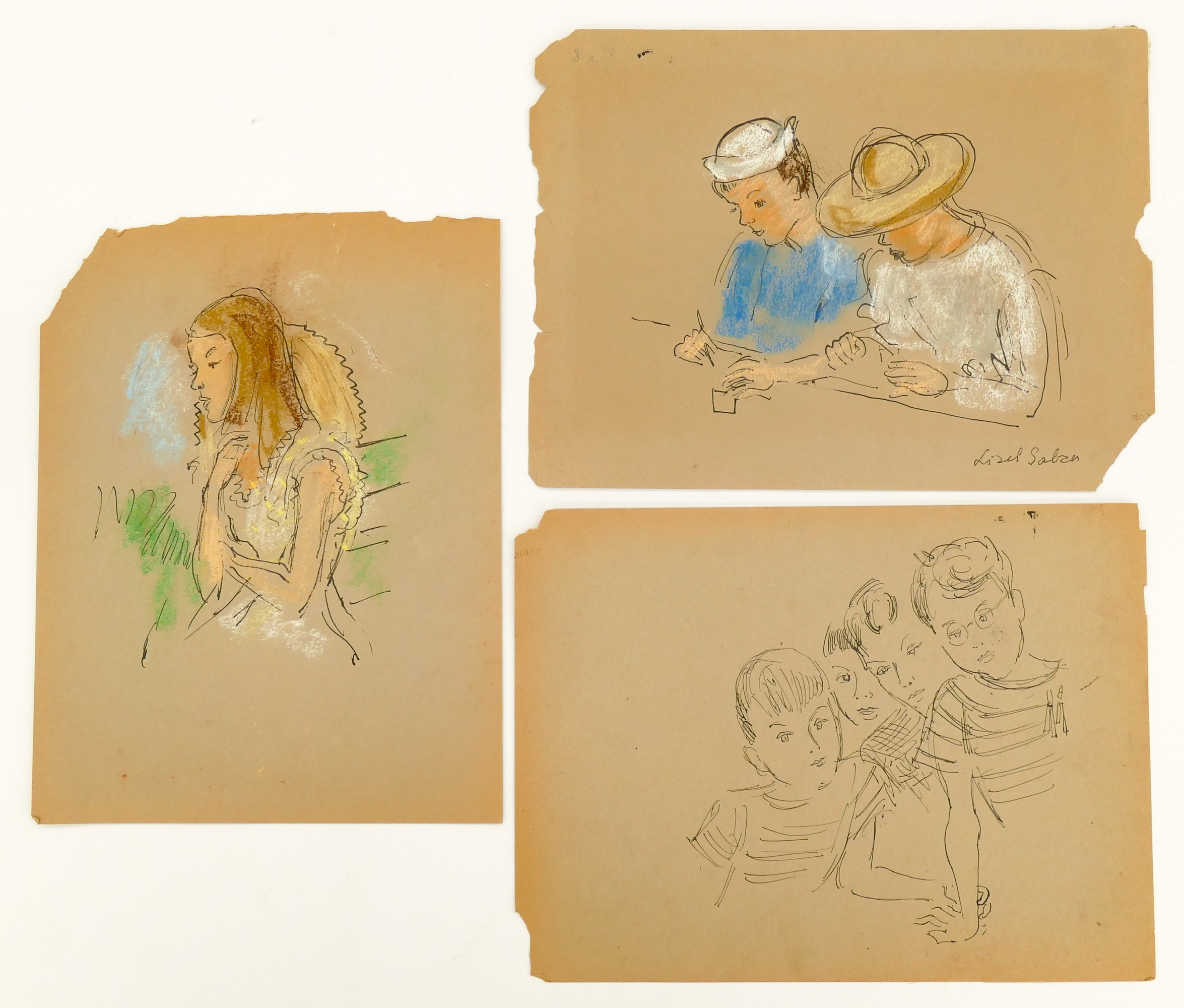 3pc Lisel Salzer Figure Drawings on