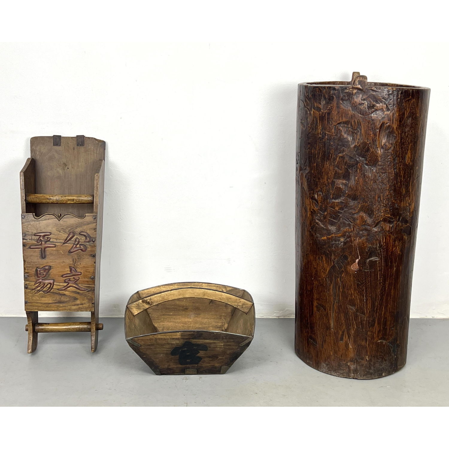 3pc lot Asian wooden decorative