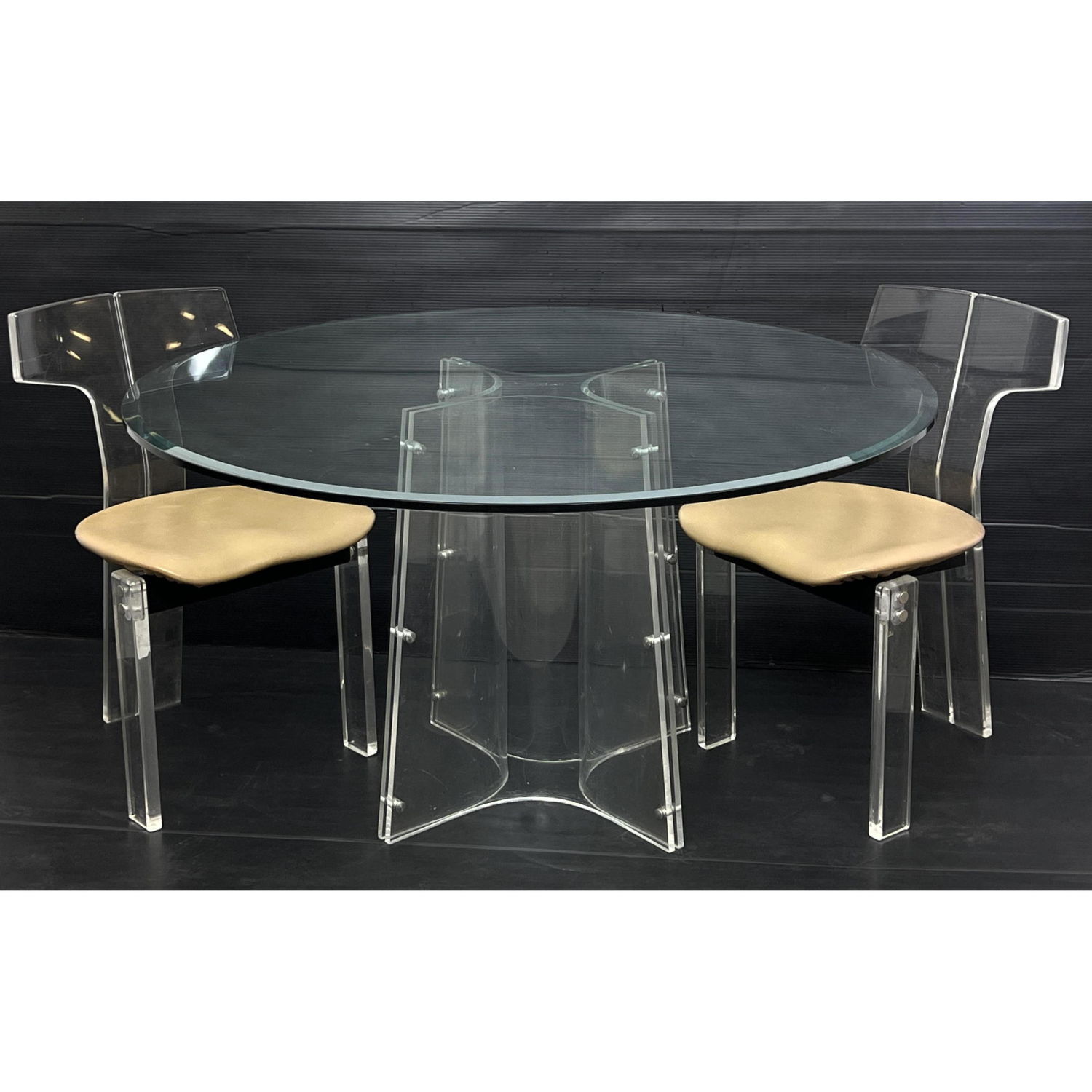 3pc Lucite and Glass. Cafe Table