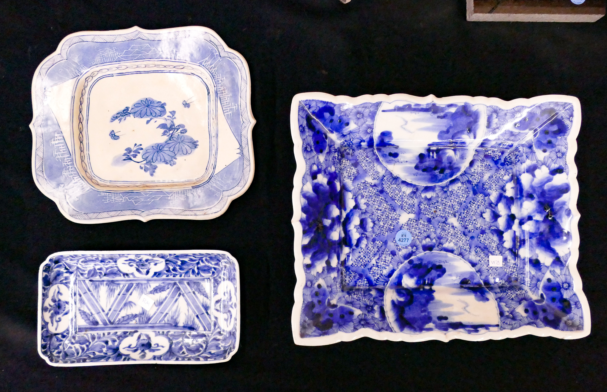 3pc Meiji Japanese B&W Imari