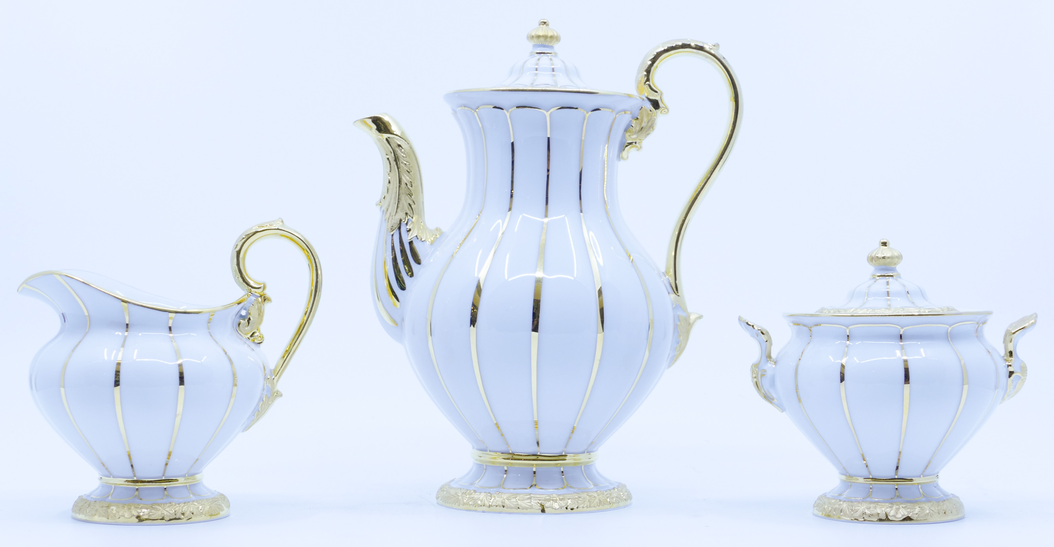 3pc Meissen Gilt Demitasse Tea